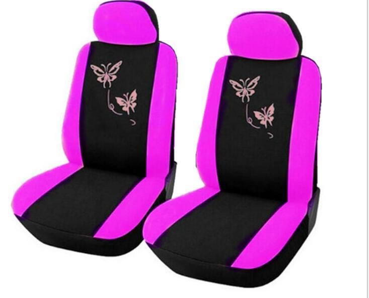 4/9PCS/Set Pink Car Seat Covers Butterfly Embroidery Woman Seat Covers