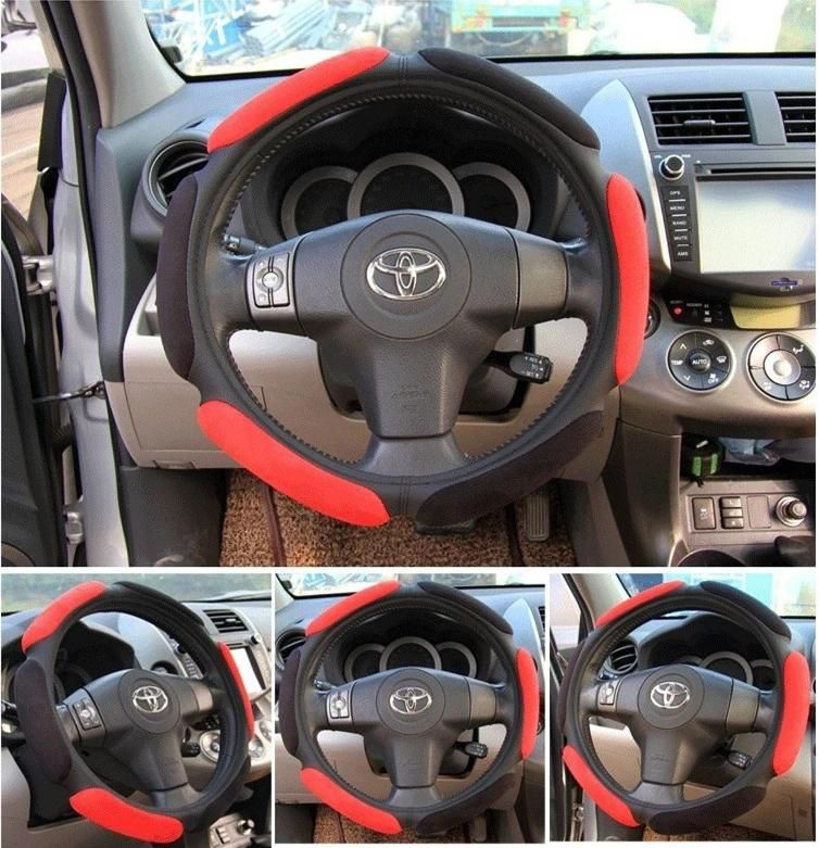 Universal 36-40cm Fur Luxury Leather Car Decoration Steering Wheel Cover
