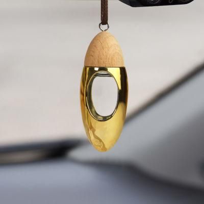 Outstanding Unique Bullet Shape Bottle Hanging Car Perfume Glass Bottle Diffuser Wood Cap