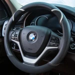 Black Lovely Microfiber Leather Steering Wheel Cover for Young
