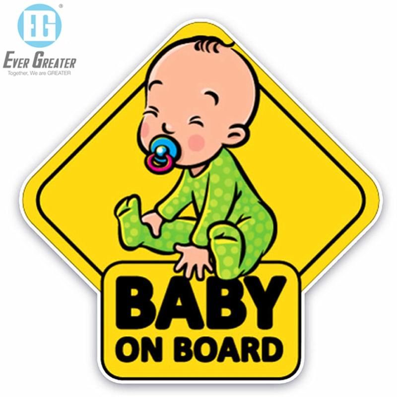 Custom Print Adhesive Warning Sticker, Wholesale Car Window Sign Baby on Board Sicker