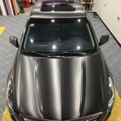 Tsautop 1.52*18meter Black Satin Brushed Vinyl Wrap Sheets for Cars