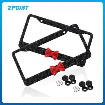 Hot Sellers Car Accessories Black Bling License Plate Frame with Bow for Women