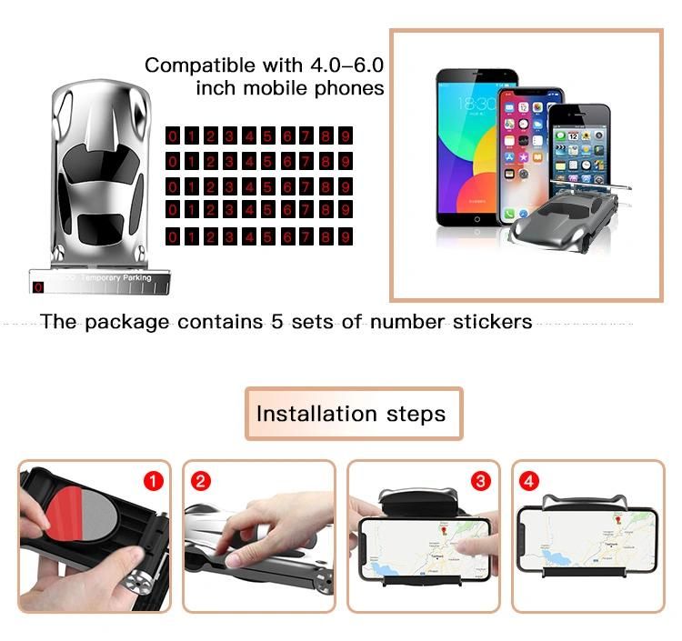 Silicone Mobile Holder Mount Temporary Parking Number Card Car Phone Holder for 4 - 6 Inch