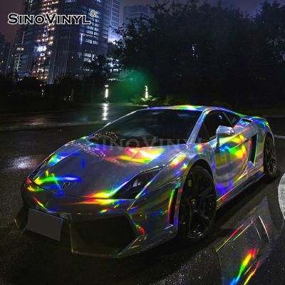 SINOVINYL Waterproof Sticker Printing Car Cover Film Chrome Laser Hologram Wrapping Vinyl Cars