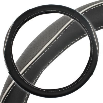 Car Vehicle PVC Leather Gray Steering Wheel Wrap Cover
