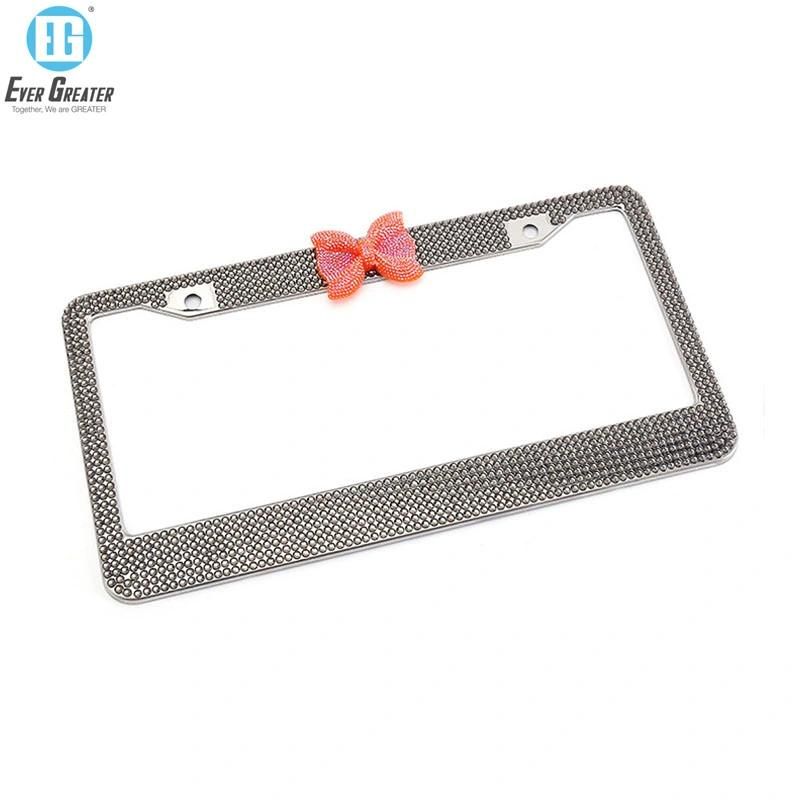 Classic Stainless Steel Crystal License Plate Frame