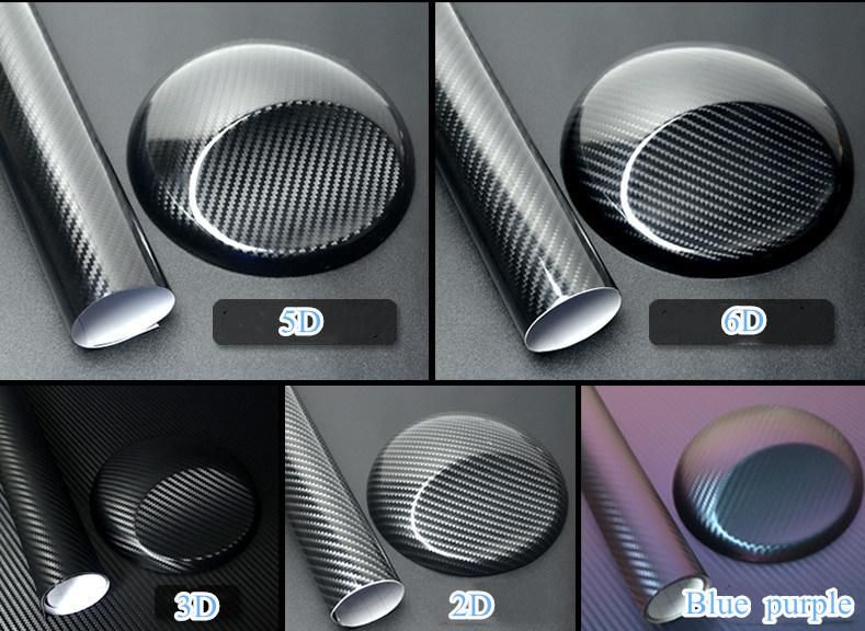 OEM Size Carbon Fiber 3D, 4D, 5D, 6D, 7D Air Release Matte Black Glossy Black Vinyl Wrap