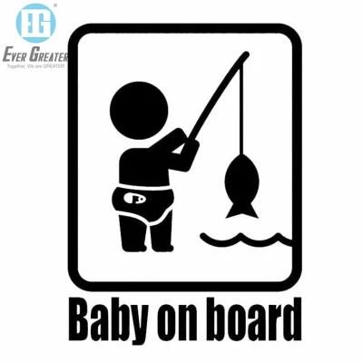 Carton Baby on Board Sign for Cars Kids Safety Warning Sticker Baby on Board Sicker with Suction Cups