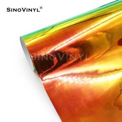 SINOVINYL Free Sample PVC Material Mobile Phone Decoration Film Adhesive Chrome Rainbow Sapphire Blue Wrap Sticker