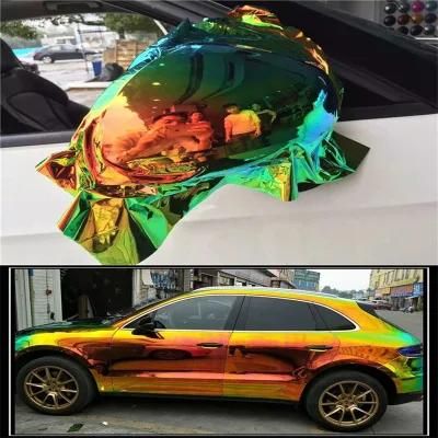 Rainbow White Colored Self- Adhesive Rainbow Mirror Chrome Car Wrapping Vinyl Foil
