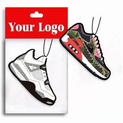 Low MOQ Custom Popular Design Paper Sneaker Car Air Freshener Nikc Shoes with Logo Double Sides