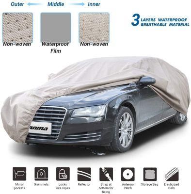 3 Layer Nonwoven Waterproof UV Protection Car Body Cover for Universal Car