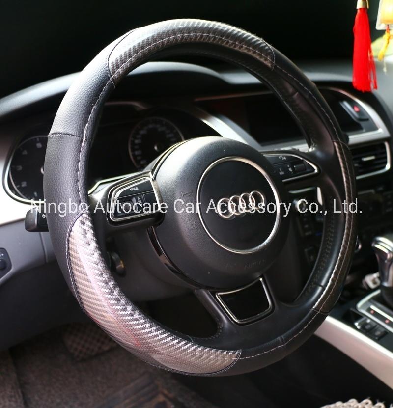 Leather PVC Carbon Fiber Car Steering Wheel Cover