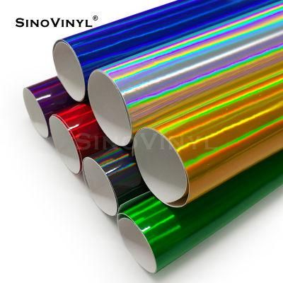 SINOVINYL Chrome Laser Glitter Black Brilliant Quality Warranty Sunshine Change Color Vinyl Film