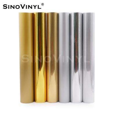 SINOVINYL Metal PET PVC Gold Silver Color Graphic Cutting Self Adhesive Cricut Vinyl Film