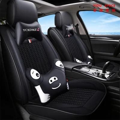 Wholesale Universal Cartoon Black Pure Leather+Ice Silk Car Seat Cover