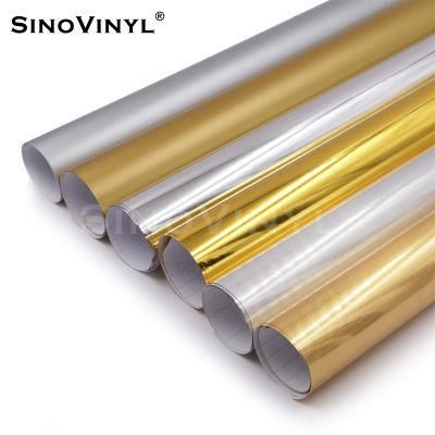 SINOVINYL Chrome Silver Color Cutting Vinyl Film With Transparent Permanent Glue For Advertising