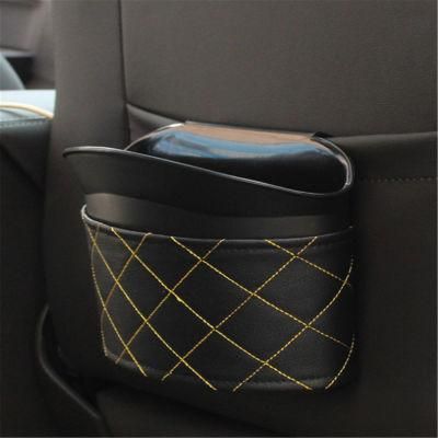 Hanging Car Trash Can 2L Plastic Auto Trash Bin Container Seat and Door Mounted Bottle Holder