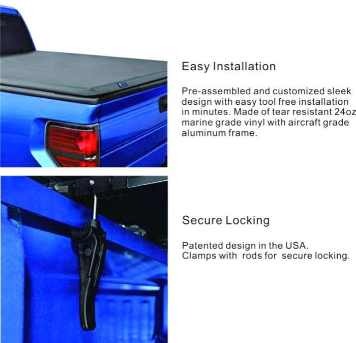 Ford Pickup Accessories Soft Roll up Tonneau Cover Truck Bed Cover for F150 Ranger