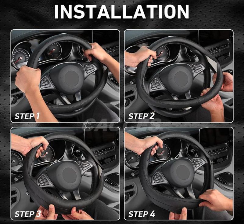 Microfiber Leather Car Steering Wheel Cover Universal S/M/L/XL/XXL Breathable Anti-Slip Protector for Auto/Truck/SUV/Van/Bus,Black,Red,Blue,Yellow,Orange, etc.