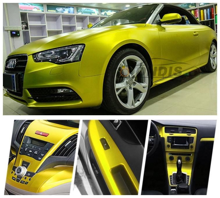 Top Quality 1.52*18m Air Bubble PVC Car Vinyl Light Green Matte Chrome Metallic Wrap Film