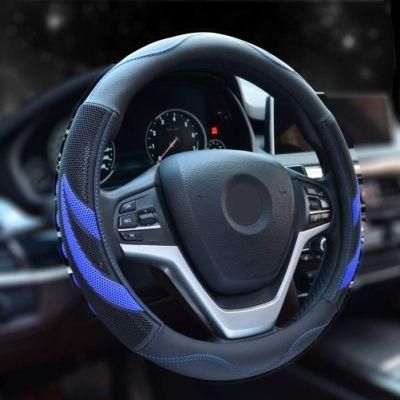 Microfiber Leather Steering Wheel Cover Breathable Car Steering Wheel Cover Male Model 15 &quot;, Blue