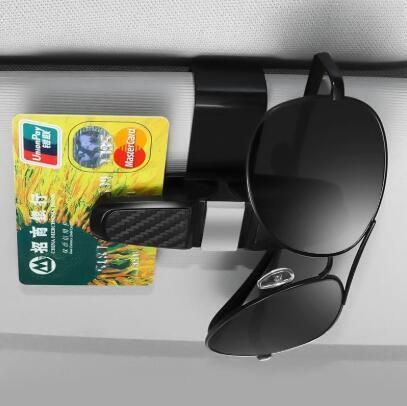 L-087dcarbon Fiber Rotatable Car Sunglasses Card Bill Holder Clip