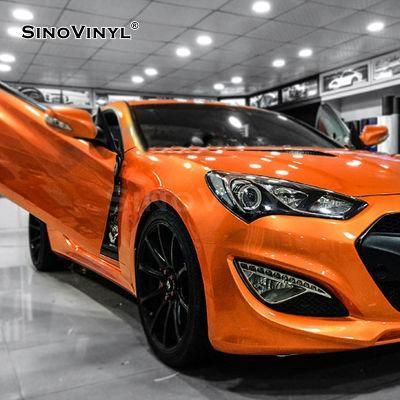 SINOVINYL Chrome Gloss Vinyl Wrap Glossy Gold Black Color Waterproof Chrome Car Wrap Film