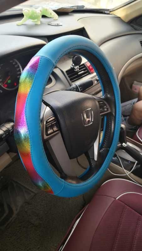 Colour Microfiber Leather Steering Wheel Cover