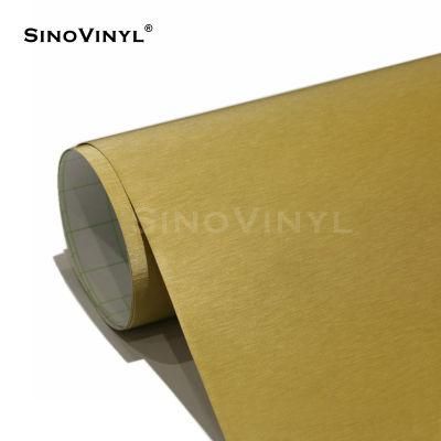 SINOVINYL Wholesale Waterproof Aluminum Brushed Gold PVC Car Body Sticker Wrapping Film