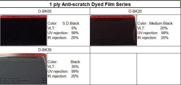 Dyed Solar Control Window Tinting Film for Automotive