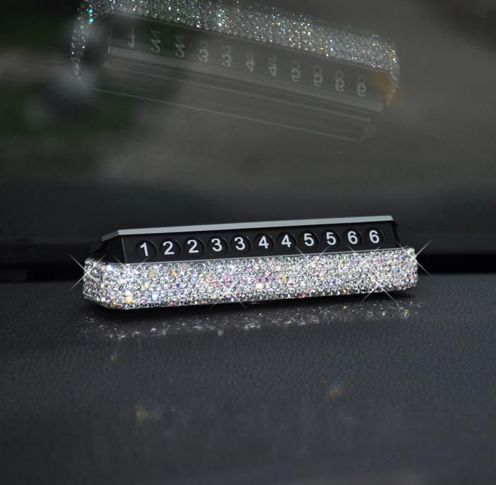 Temporary Parking Phone Number Sign Car Moving Number Card Diamond Rhinestone Phone Number Plate for Vehicle