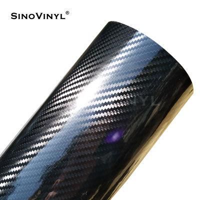SINOVINYL Premium Black 5D Glossy Carbon Fiber Vinyl Custom Design Car Sticker With Air Release