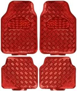 Universal Fit 4-Piece Set Metallic Design Car Floor Mat-Heavy Duty All Weather with Rubber Backing (Wine Red)