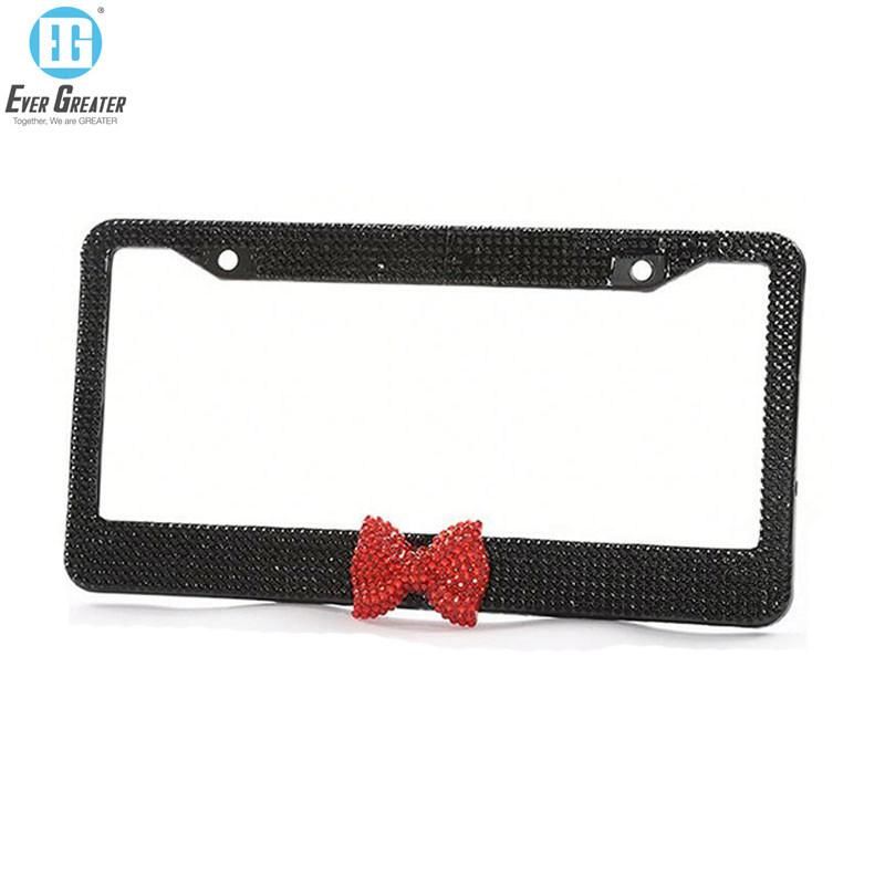 2mm Rhinestone Pink Plain License Plate Frame