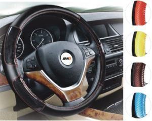 Diamond Grain Steering Wheel Cover with Gold Line