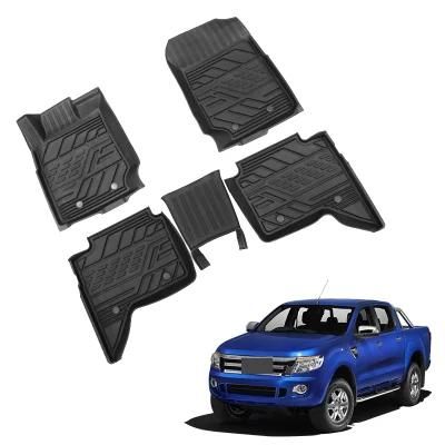 Black Color Waterproof TPE Car Floor Mat Liner for Ford Ranger