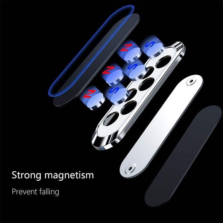 Magnetic Phone Car Mount Mini Strip Strong Adhesive Cell Phone Holder for Car Compatible with 4-6.7 Inch Smartphone and Tablets