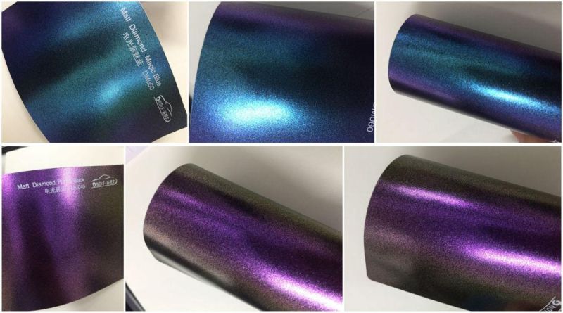 Onids 1.52*18m Car Wrap Air Release Magic Purple Blue Chameleon Lightning Film Vinyl Sticker