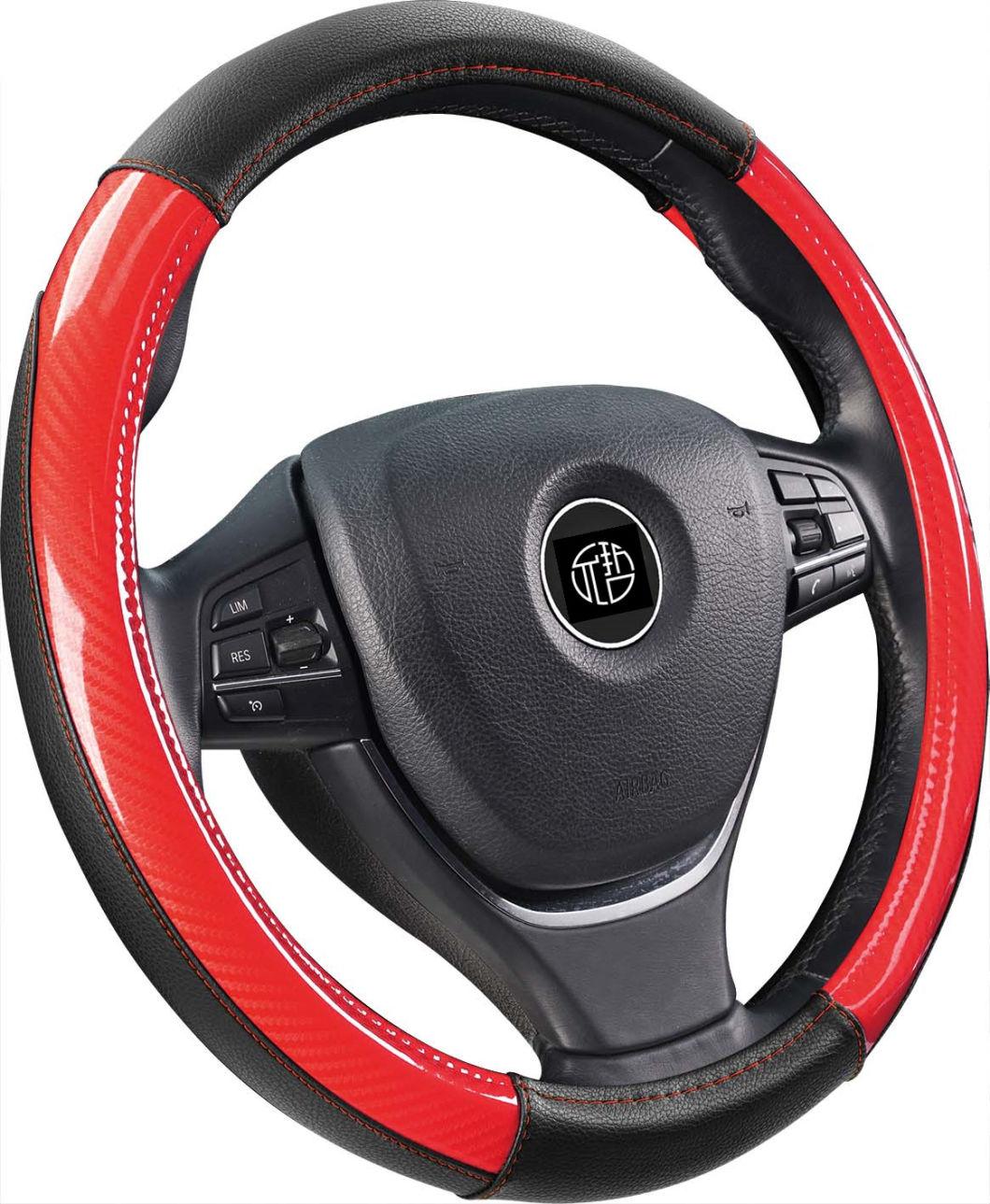 USA Popular Bright Carbon Color PU Steering Wheel Cover