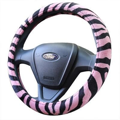 Plush Fur Zebra Skin Steering Wheel Cover 80403