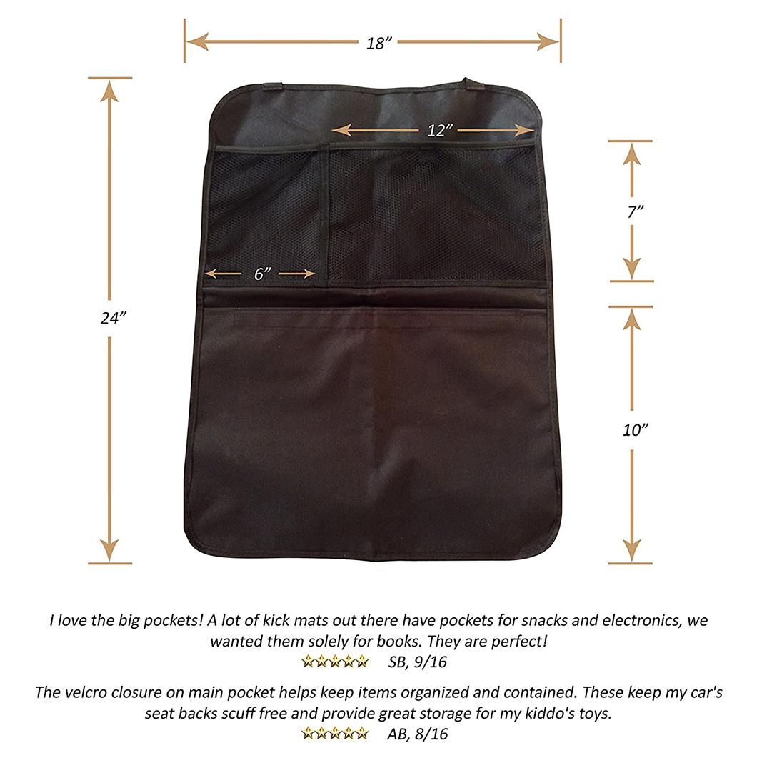 Car Backseat Organizer Kick Mats Car Accessories Organizer with Large Storage Pockets for Tablets - Perfect Travel Accessories for Kids