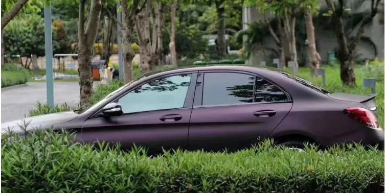 Matte Satin Chameleon Black Purple Car Wrap Vinyl Best Quality with Stretchable Material Easy Wrapping Installation Vehicle Sticker
