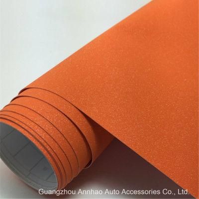 Car Accessories 1.52*28m PVC Self Adhesive Car Color Changing Film Wrap Orange Glitter Vinyl Sticker