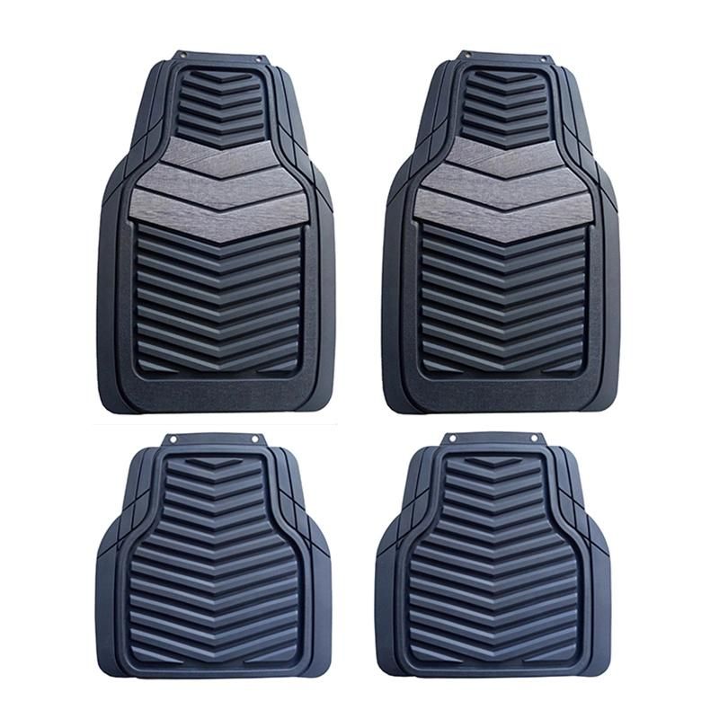 Black Rubber All-Season Trim-to-Fit Floor Mats for Cars, Trucks and Suvs