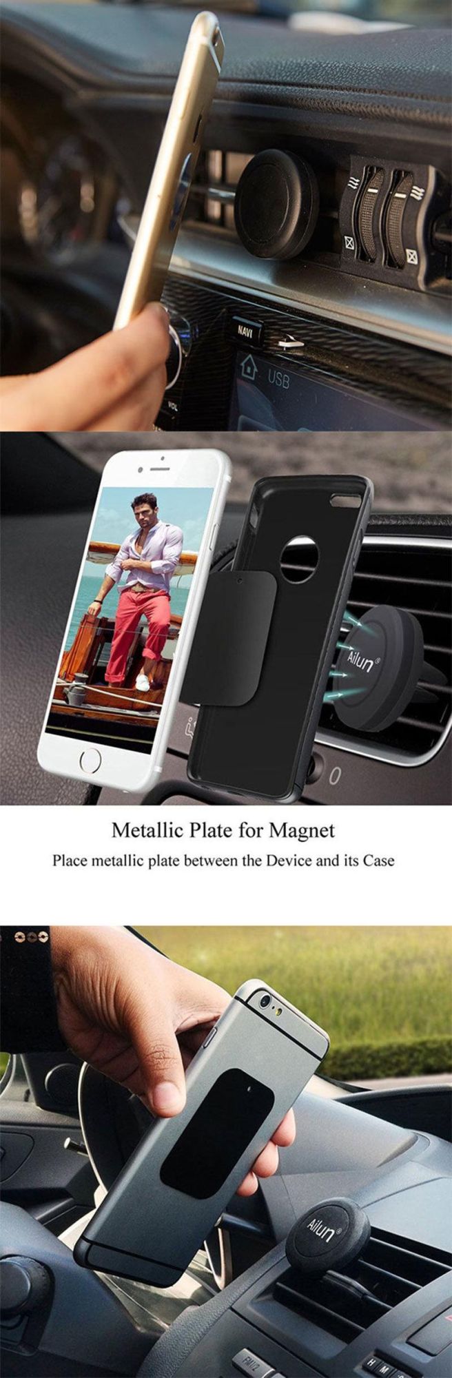 Magnetic Cell Phone Mount Car Air Vent Holder Stand