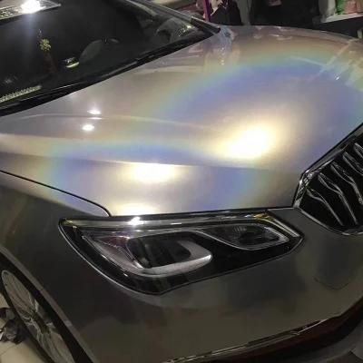 Tsautop 1.52X18m Glossy Iridescent Silver Laser Vehicle Vinyl Wrap Car Wrap Car Cover