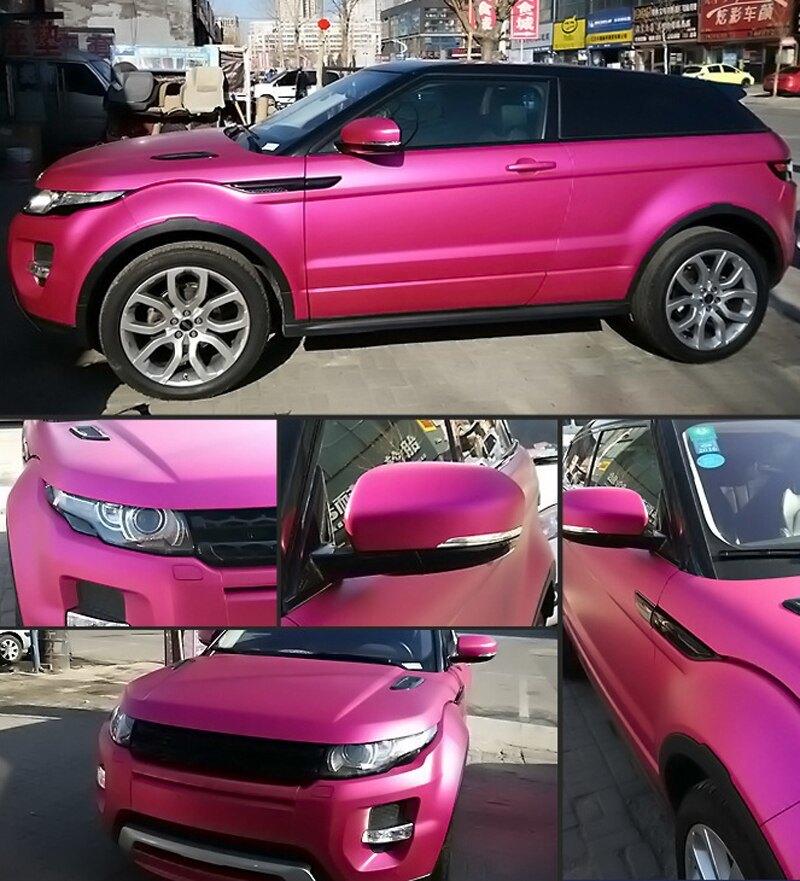 Satin Matte Rose Red Car Wrap Vinyl Film Chrome Plating