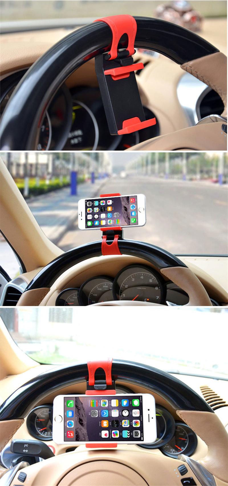 Car Steering Wheel Phone Holder for iPhone and Samsung Hands-Free